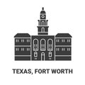 United States, Texas, Fort Worth, travel landmark vector illustration Royalty Free Stock Photo