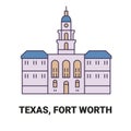 United States, Texas, Fort Worth, travel landmark vector illustration Royalty Free Stock Photo