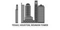 United States, Texas, Houston, Reunion Tower, travel landmark vector illustration