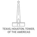 United States, Texas, Houston, Tower, Of The Americas travel landmark vector illustration