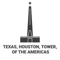 United States, Texas, Houston, Tower, Of The Americas travel landmark vector illustration