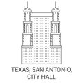 United States, Texas, San Antonio, City Hall travel landmark vector illustration