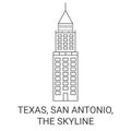 United States, Texas, San Antonio, The Skyline travel landmark vector illustration