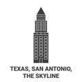 United States, Texas, San Antonio, The Skyline travel landmark vector illustration