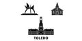 United States, Toledo flat travel skyline set. United States, Toledo black city vector illustration, symbol, travel Royalty Free Stock Photo