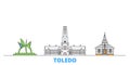 United States, Toledo line cityscape, flat vector. Travel city landmark, oultine illustration, line world icons