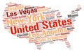 United States top travel destinations word cloud Royalty Free Stock Photo