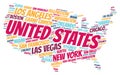 United States top travel destinations word cloud Royalty Free Stock Photo