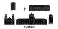 United States, Tucson flat travel skyline set. United States, Tucson black city vector illustration, symbol, travel