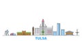 United States, Tulsa line cityscape, flat vector. Travel city landmark, oultine illustration, line world icons Royalty Free Stock Photo