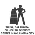United States, Tulsa, Oklahoma, Ou Health Sciences Center In Oklahoma City travel landmark vector illustration Royalty Free Stock Photo