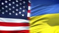 United States and Ukraine flags background, diplomatic and economic relations