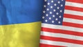 United States and Ukraine two flags textile cloth 3D rendering Royalty Free Stock Photo