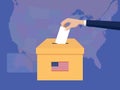 United states usa america election vote concept illustration with people voter hand gives votes insert to boxes election