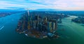 United States usa janvier ,10, 2019 New York City panorama skyline at sunrise. Manhattan office buildings / skysrcapers at the