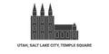 United States, Utah, Salt Lake City, Temple Square, travel landmark vector illustration Royalty Free Stock Photo