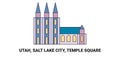 United States, Utah, Salt Lake City, Temple Square, travel landmark vector illustration