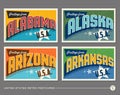 United States vintage typography postcards