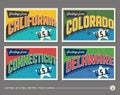 United States vintage typography postcards Royalty Free Stock Photo