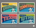 United States vintage typography postcards