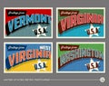 United States vintage typography postcards