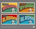 United States vintage typography postcards