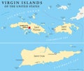 United States Virgin Islands Political Map Royalty Free Stock Photo