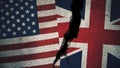 United States vs England Flags on Cracked Wall Royalty Free Stock Photo