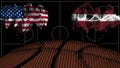 United States vs Latvia Basketball, smoke flag Royalty Free Stock Photo