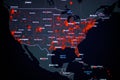 United States, West Coast. Coronavirus COVID-19 global cases Map. Red Dot showing the number of infected. Johns Hopkins University Royalty Free Stock Photo