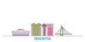 United States, Wichita line cityscape, flat vector. Travel city landmark, oultine illustration, line world icons Royalty Free Stock Photo