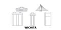 United States, Wichita line travel skyline set. United States, Wichita outline city vector illustration, symbol, travel