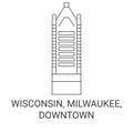 United States, Wisconsin, Milwaukee, Downtown travel landmark vector illustration Royalty Free Stock Photo