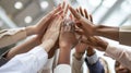 The united team hands.AI generated image Royalty Free Stock Photo
