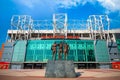 The United Trinity bronze sculpture at Old Trafford Stadium in Manchester, UK