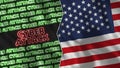 Unites States of America Realistic Flag with Cyber Attack Titles Illustration