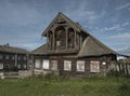 Unitsa village, Kondopozhsky district of Karelia, Zaonezhie, Russia - September 12, 2021, an old abandoned wooden house with