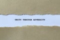 unity through adversity on white paper