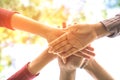 Three hand holding together unity,business teamwork,friendship,concept background Royalty Free Stock Photo