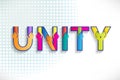 Handshake unity colorful word text