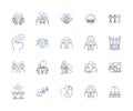 Unity development line icons collection. GameEngine, CSharp, Cross-platform, VR, AR, IDE, Scripting vector and linear