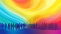 Unity in Diversity: Abstract LGBT Pride Month Background with Rainbow Colors and Silhouettes. Generative ai Royalty Free Stock Photo