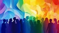 Unity in Diversity: Abstract LGBT Pride Month Background with Rainbow Colors and Silhouettes. Generative ai Royalty Free Stock Photo