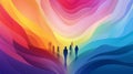 Unity in Diversity: Abstract LGBT Pride Month Background with Rainbow Colors and Silhouettes. Generative ai