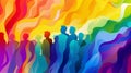 Unity in Diversity: Abstract LGBT Pride Month Background with Rainbow Colors and Silhouettes. Generative ai Royalty Free Stock Photo