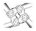 Unity Hand Gesture Black And White Illustration