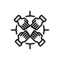 Black line icon for Unity, oneness and solidarity Royalty Free Stock Photo