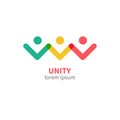 Unity logo. People holding hands. Community icon