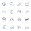 Unity line icons collection. Integration , Teamwork , Cohesion , Harmony , Collaboration , Synergy , Bond vector and