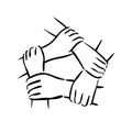 Unity team building symbol of people hands holding each other